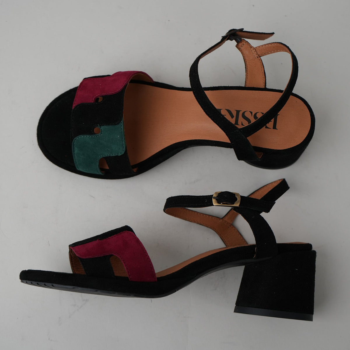 Sample - Odette Black Multi - Size 37 UK4 Low Sandal by Esska