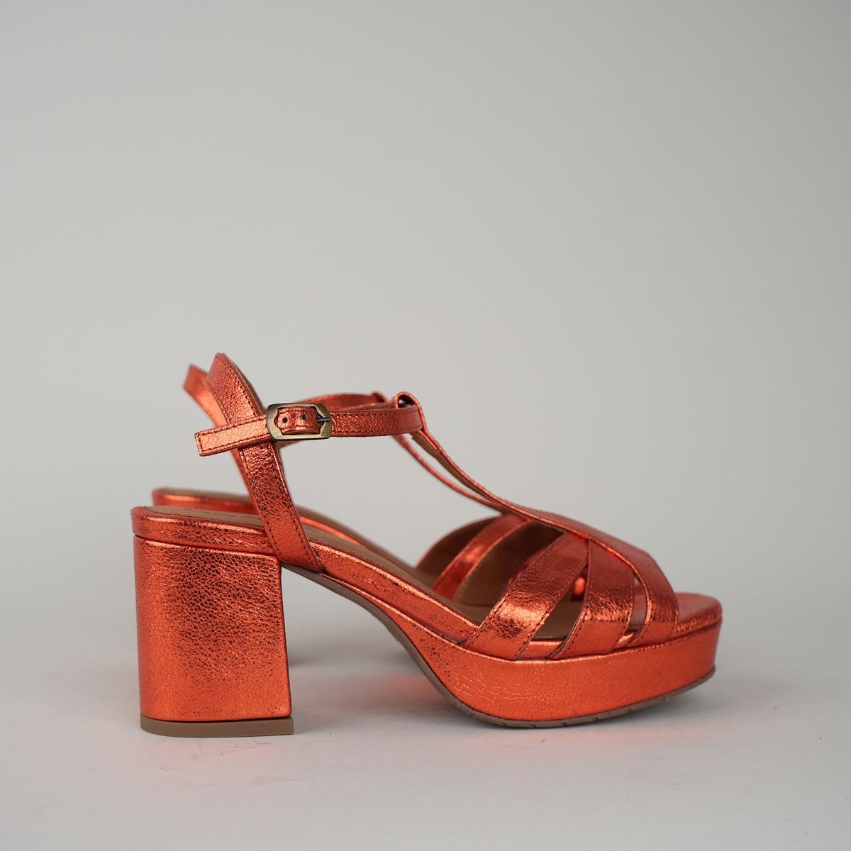 Sample - Charlie Metallic Pumpkin - Size 37 UK4 Mid Sandal by Esska