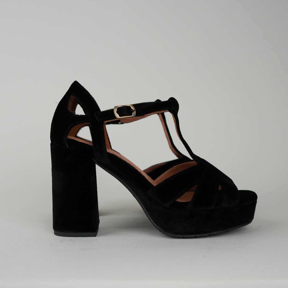 Sample - Victoria Velvet Black - Size 37 UK4 High Sandal by Esska