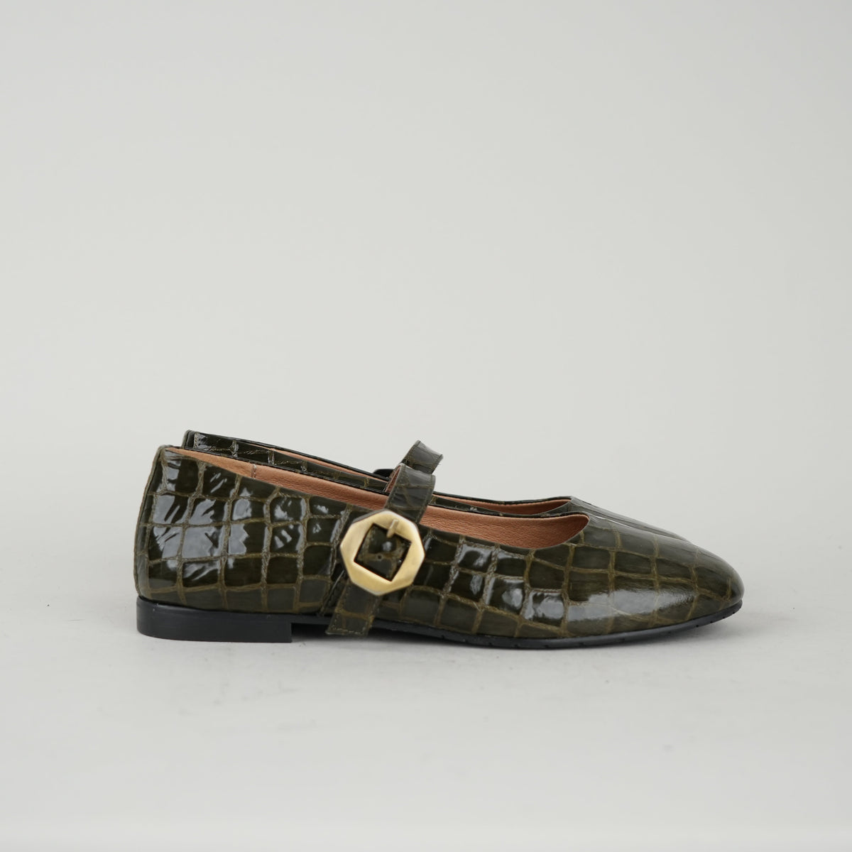 Sample - Yochee Khaki Patent Croc - Size 37 (UK4)