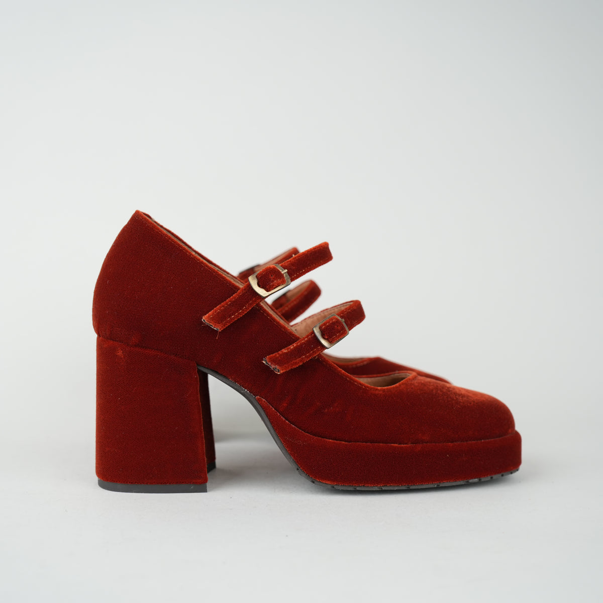 Sample - Sienna Velvet Burnt Orange - Size 37 UK4 Mid Shoe by Esska