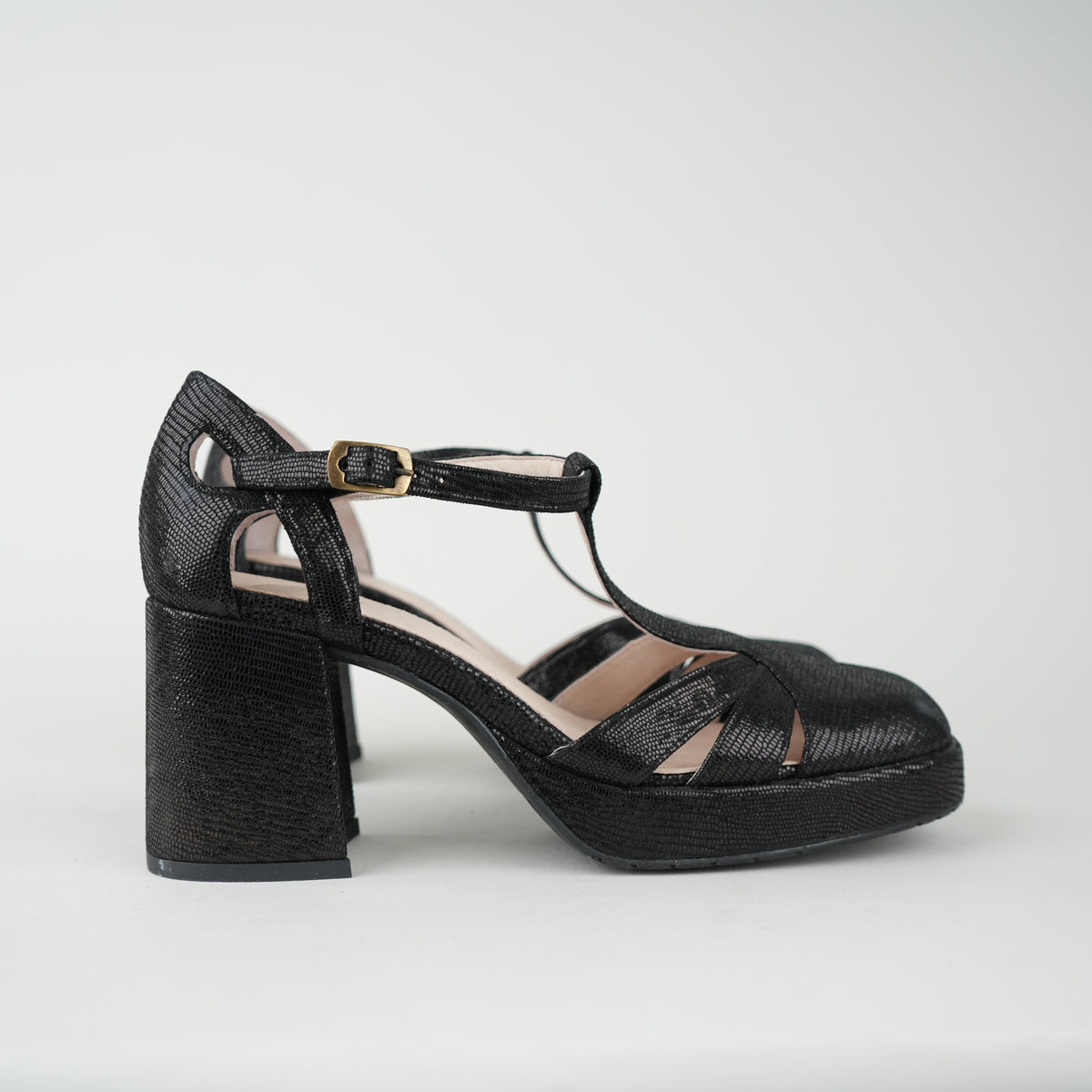 Second - Chaza NARROW Metallic Black - Size 38 UK5 Mid Shoe by Esska