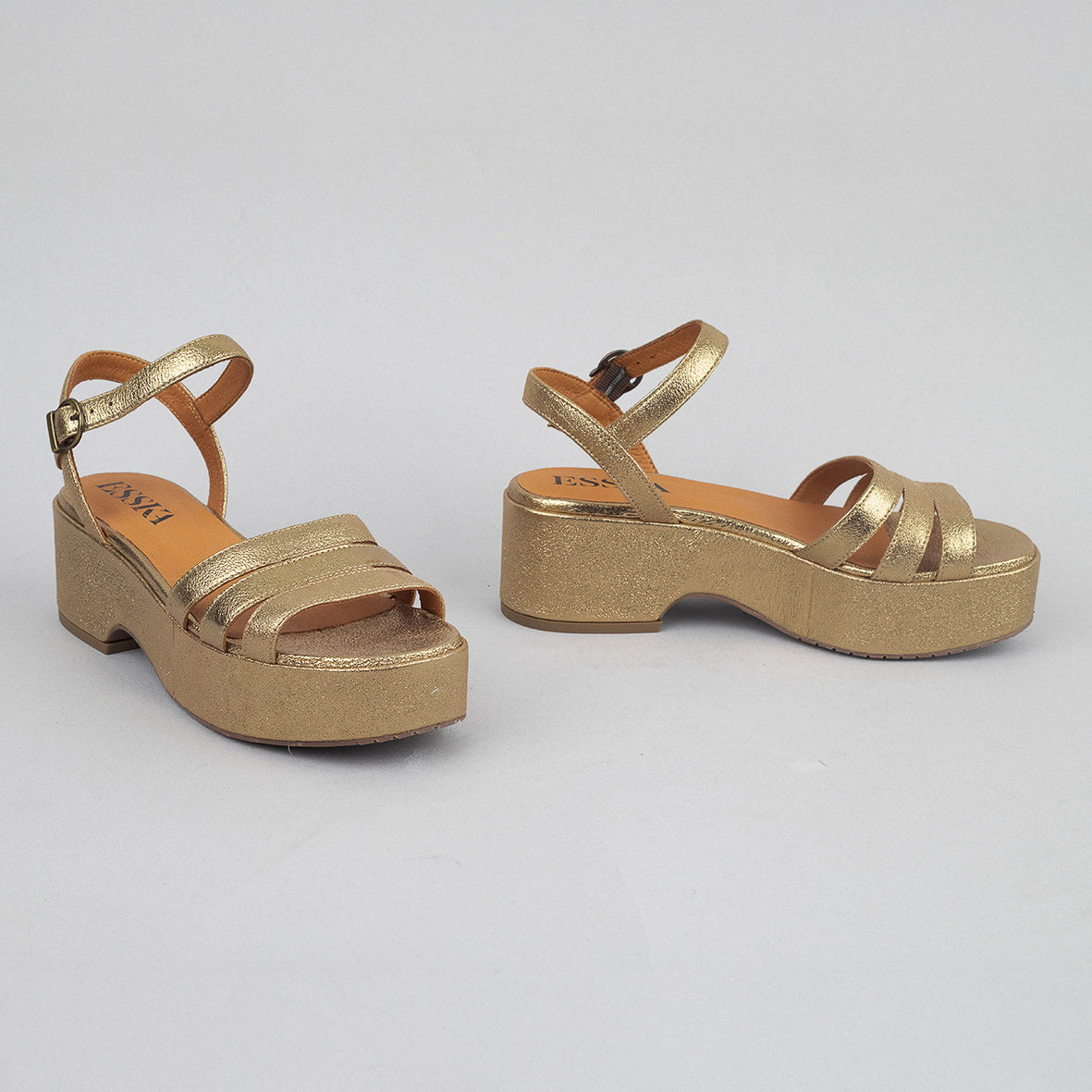 Ellie Gold Dust Flat Sandal by Esska