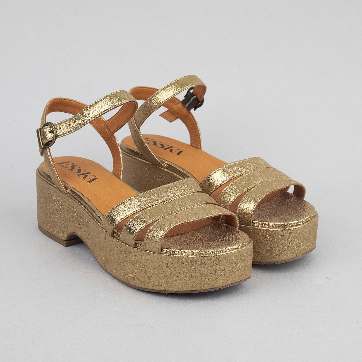 Ellie Gold Dust Flat Sandal by Esska