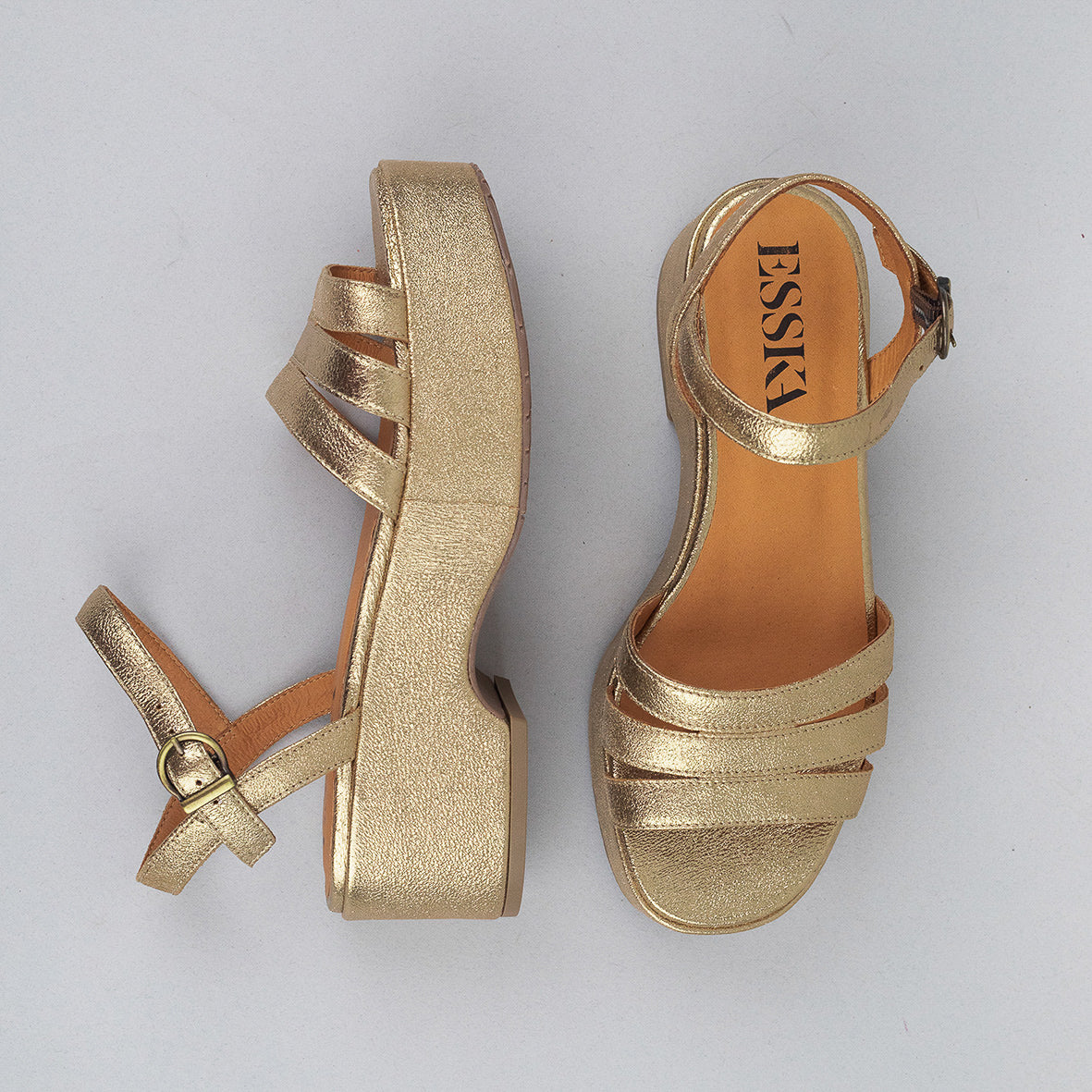Ellie Gold Dust Flat Sandal by Esska