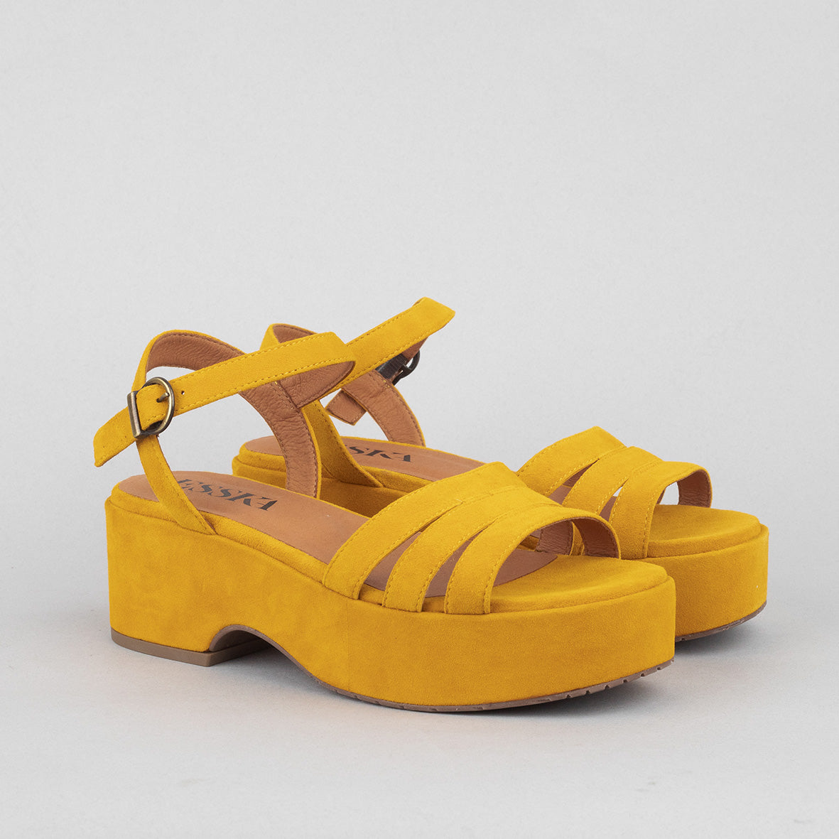 Ellie Mustard Flat Sandal by Esska