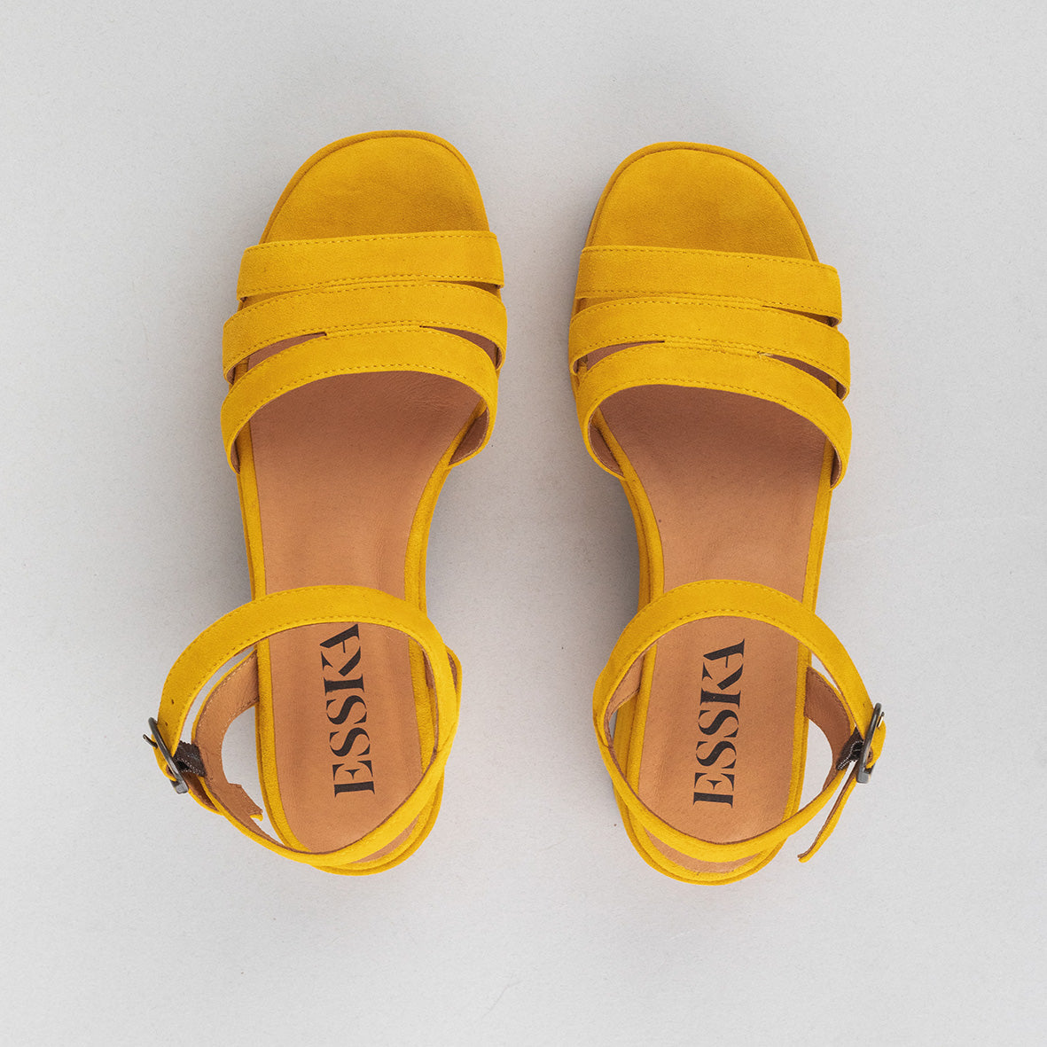 Ellie Mustard Flat Sandal by Esska
