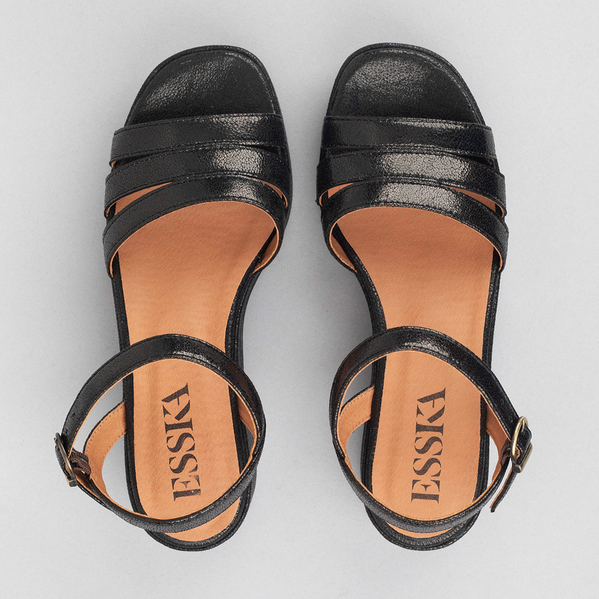 Ellie Vegan Black Flat Sandal by Esska