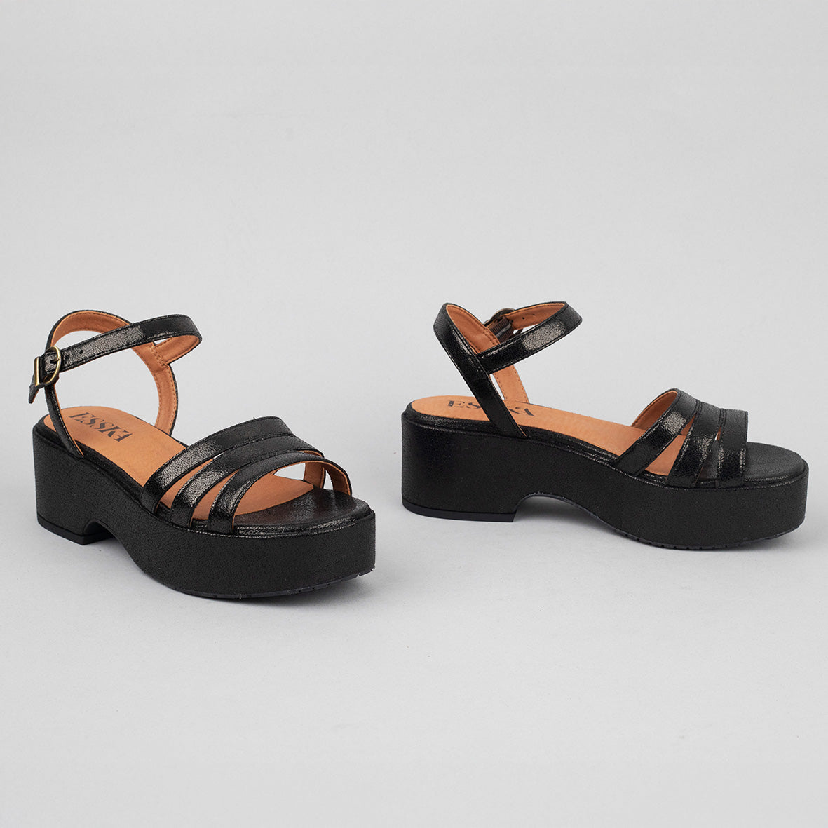 Ellie Vegan Black Flat Sandal by Esska