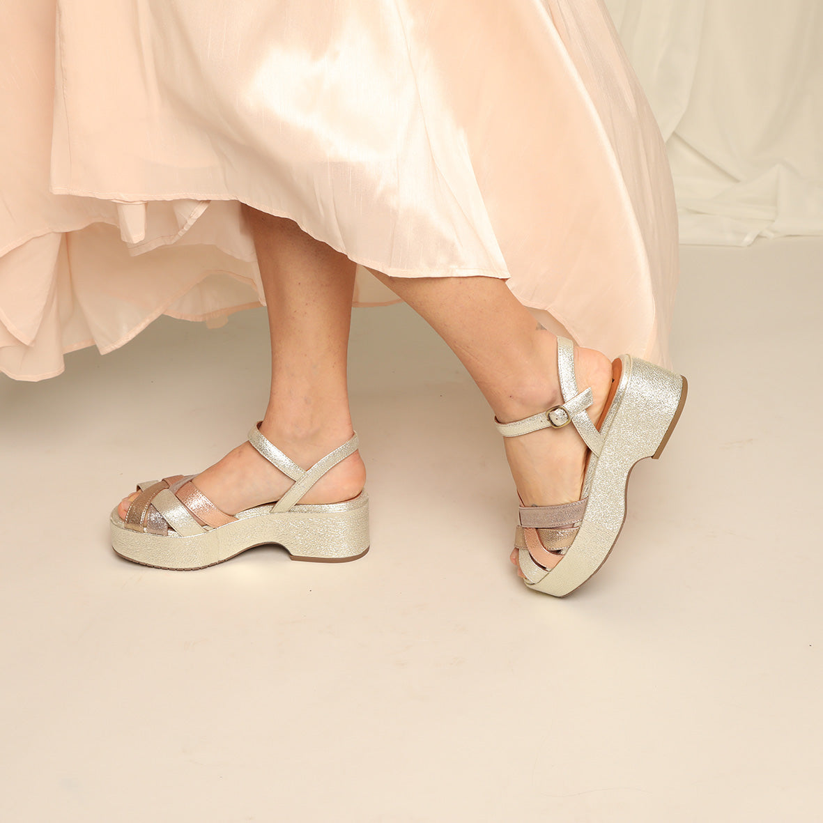 Elsa Metallic Multi Flat Sandal by Esska