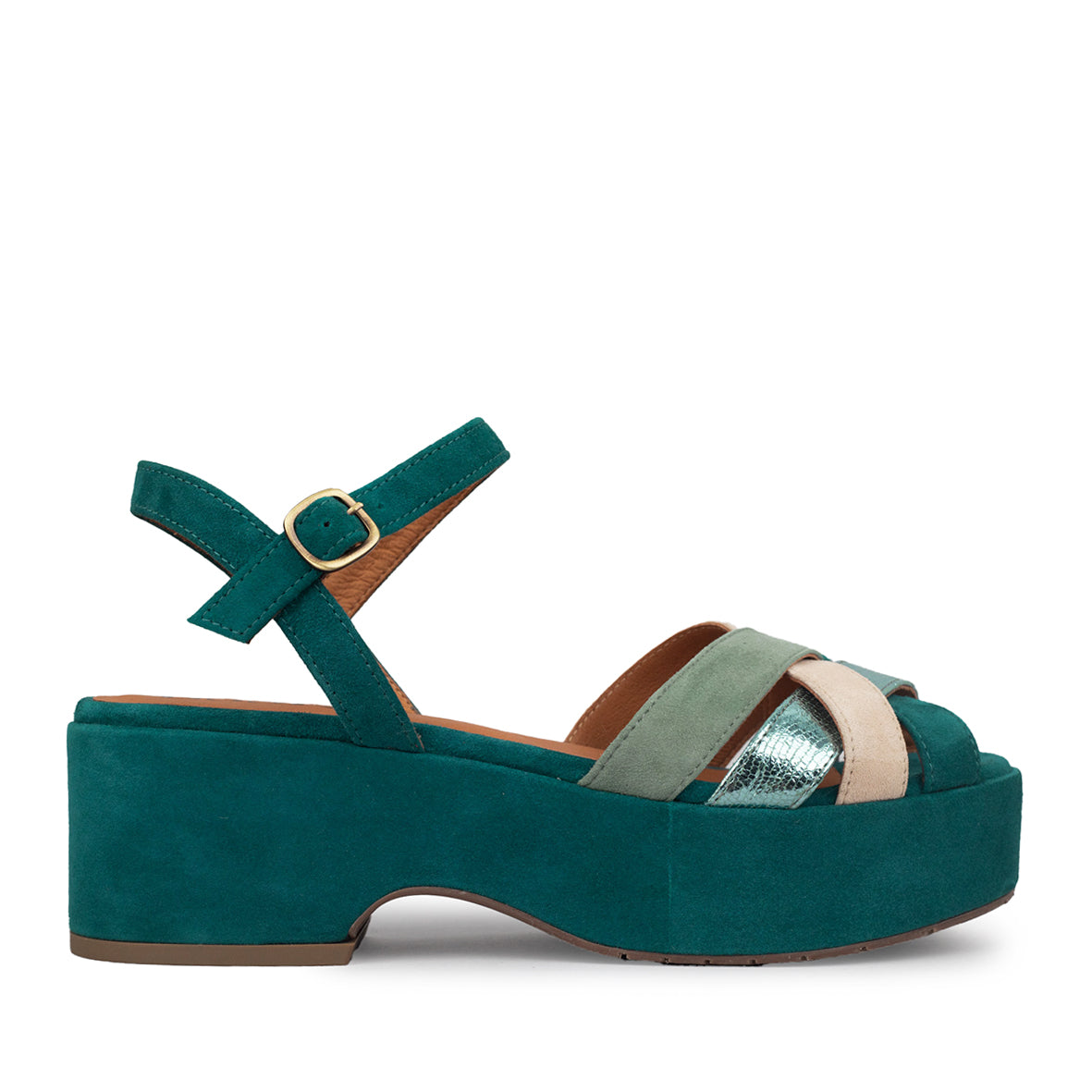 Elsa Teal Flat Sandal by Esska