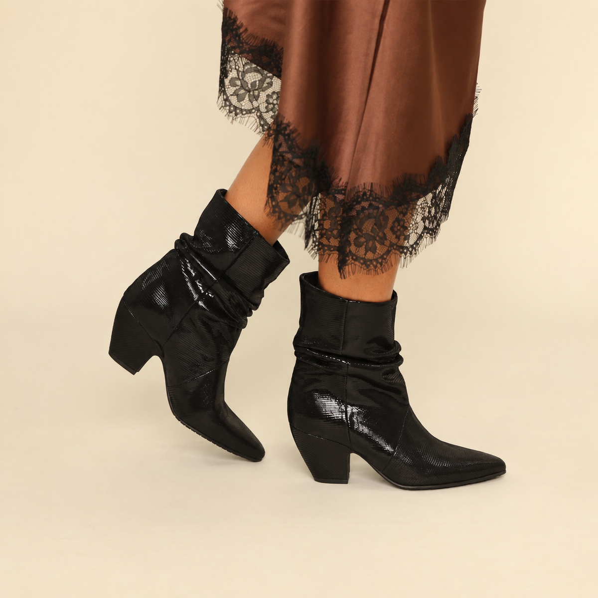 Ember Metallic Black Mid Boot by Esska