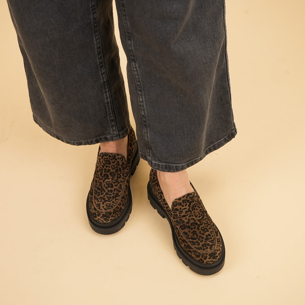 Emily Leopard Flat Shoe by Esska