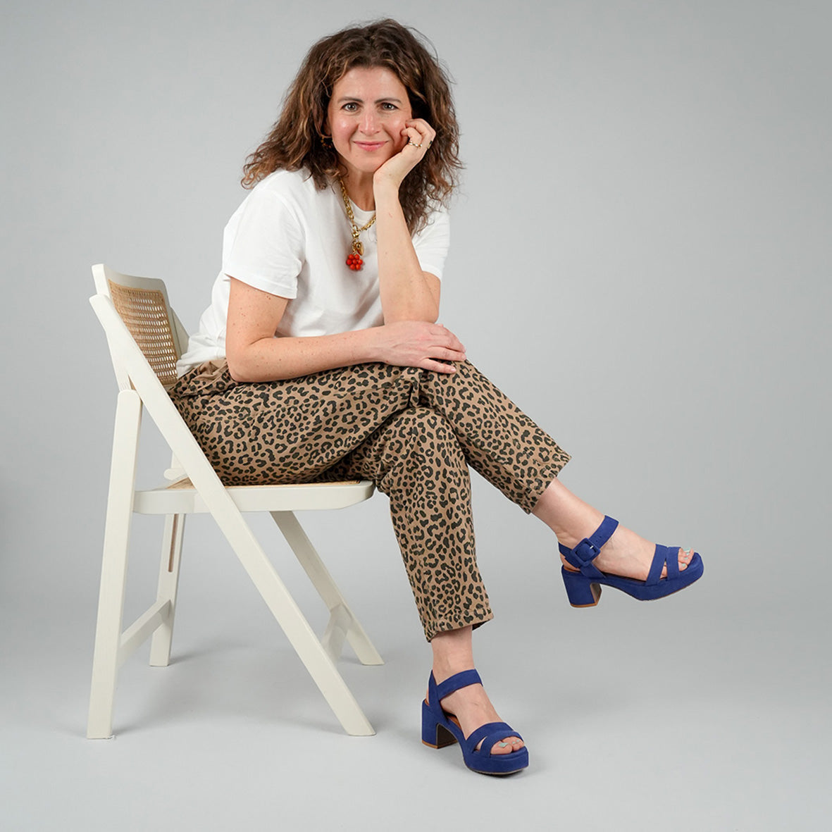 Flora Ink Blue Mid Sandal by Esska