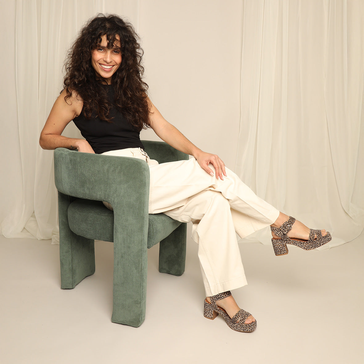 Flora Leopard Mid Sandal by Esska