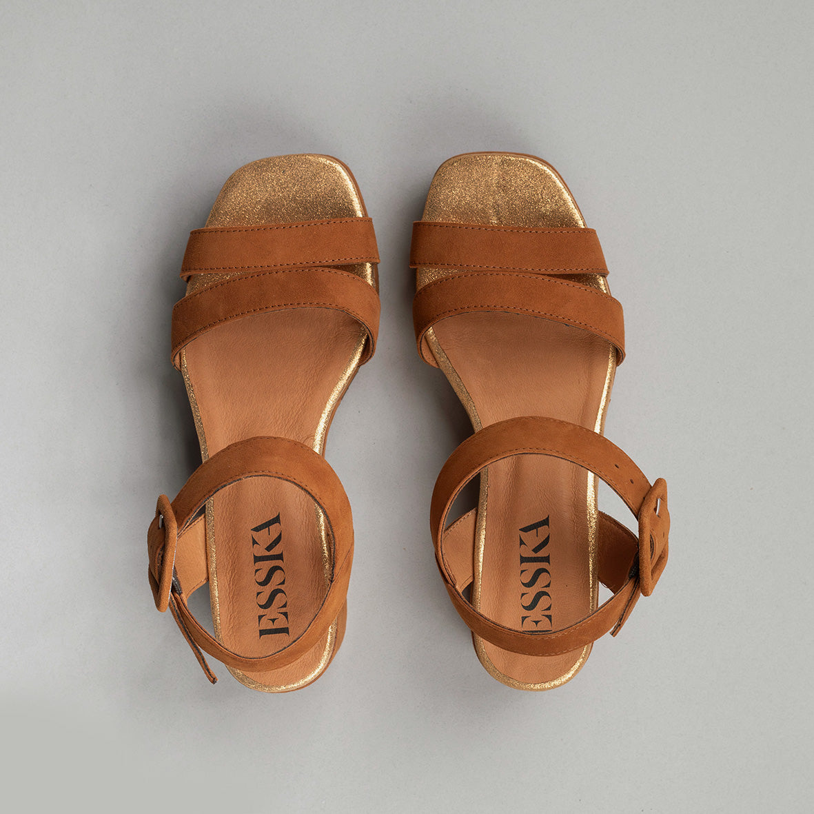 Flora Tan Mid Sandal by Esska