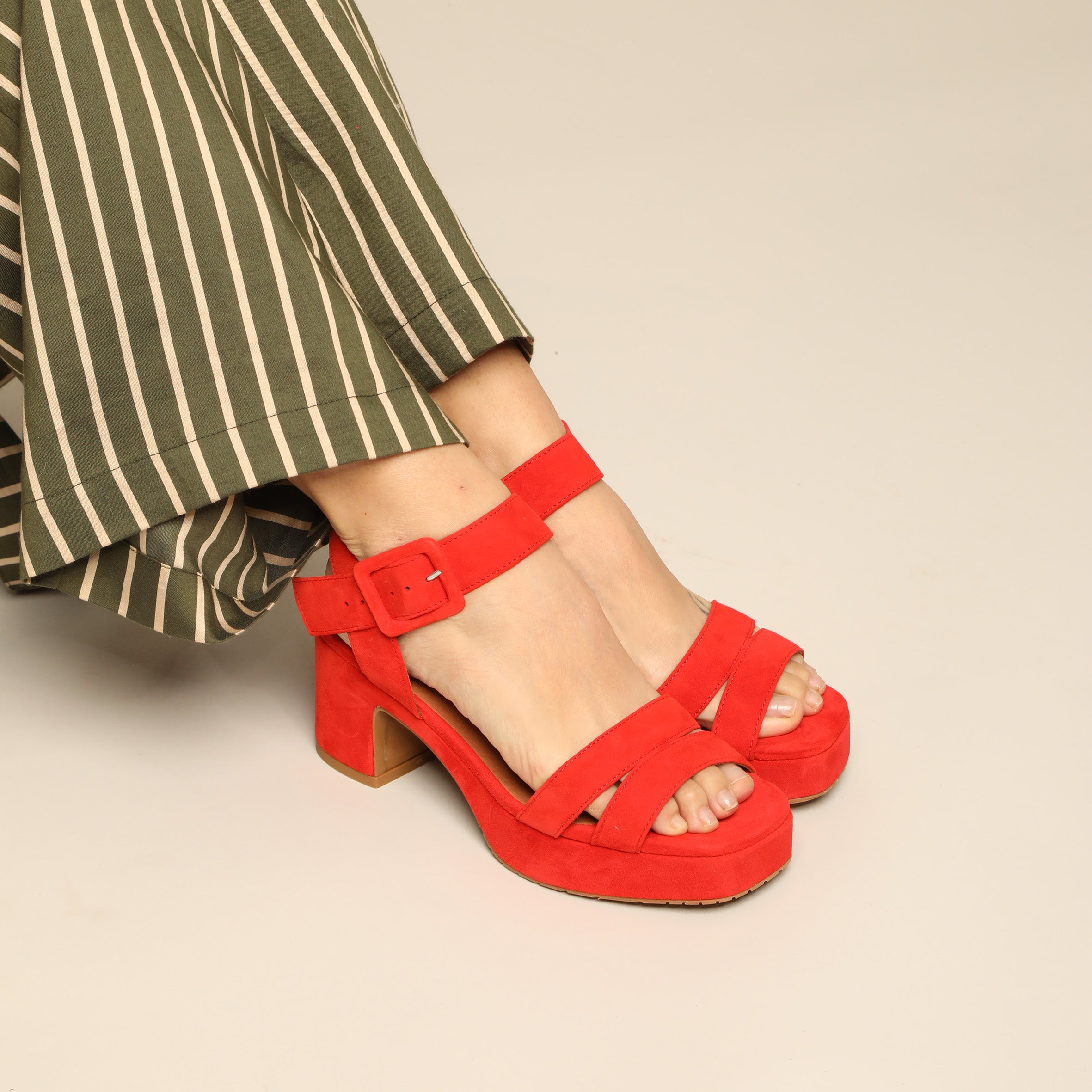 Flora Red Mid Sandal by Esska