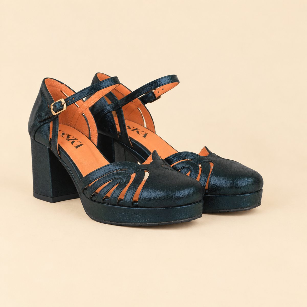 Cecily Metallic Teal Mid Shoe by Esska