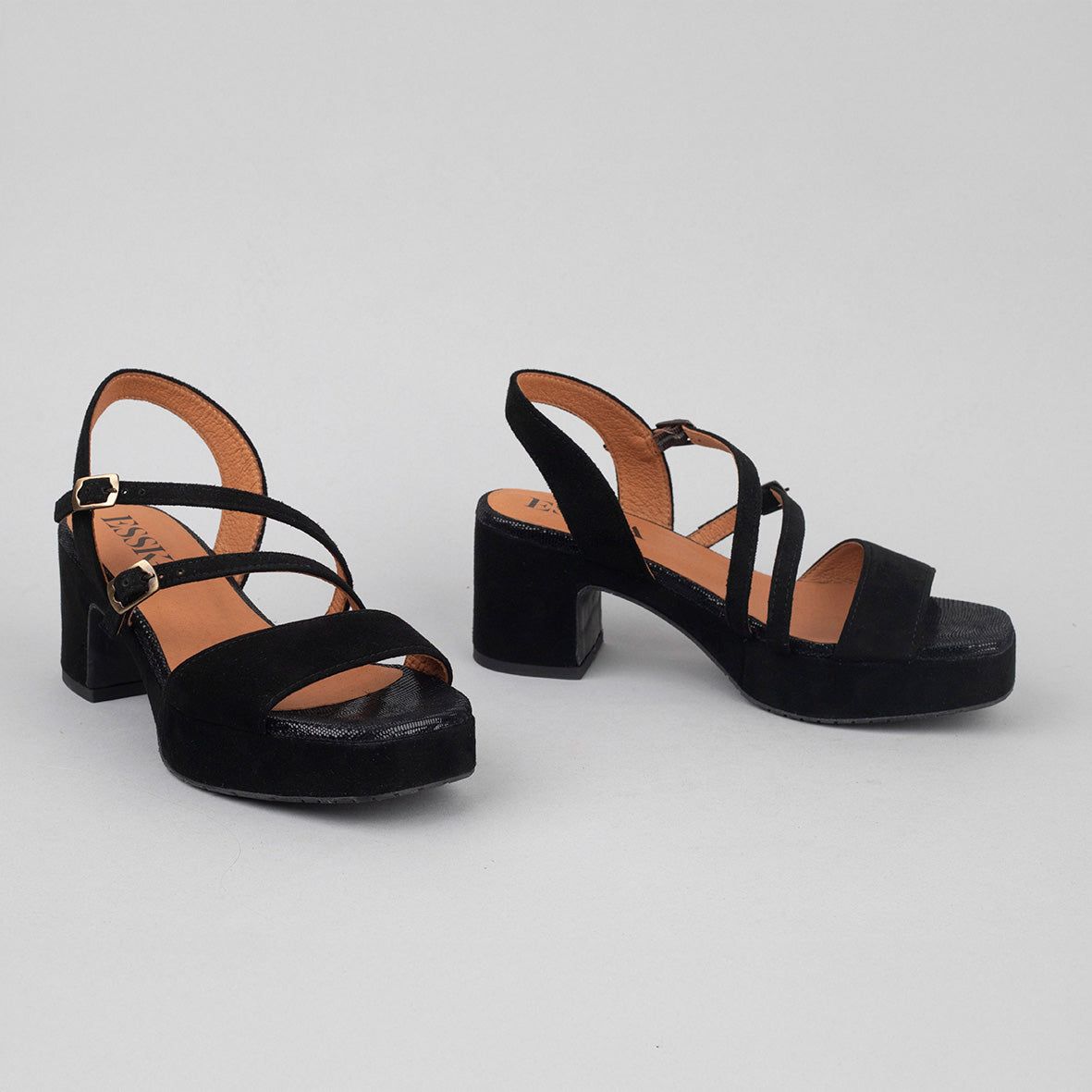 Frankie Black Mid Sandal by Esska