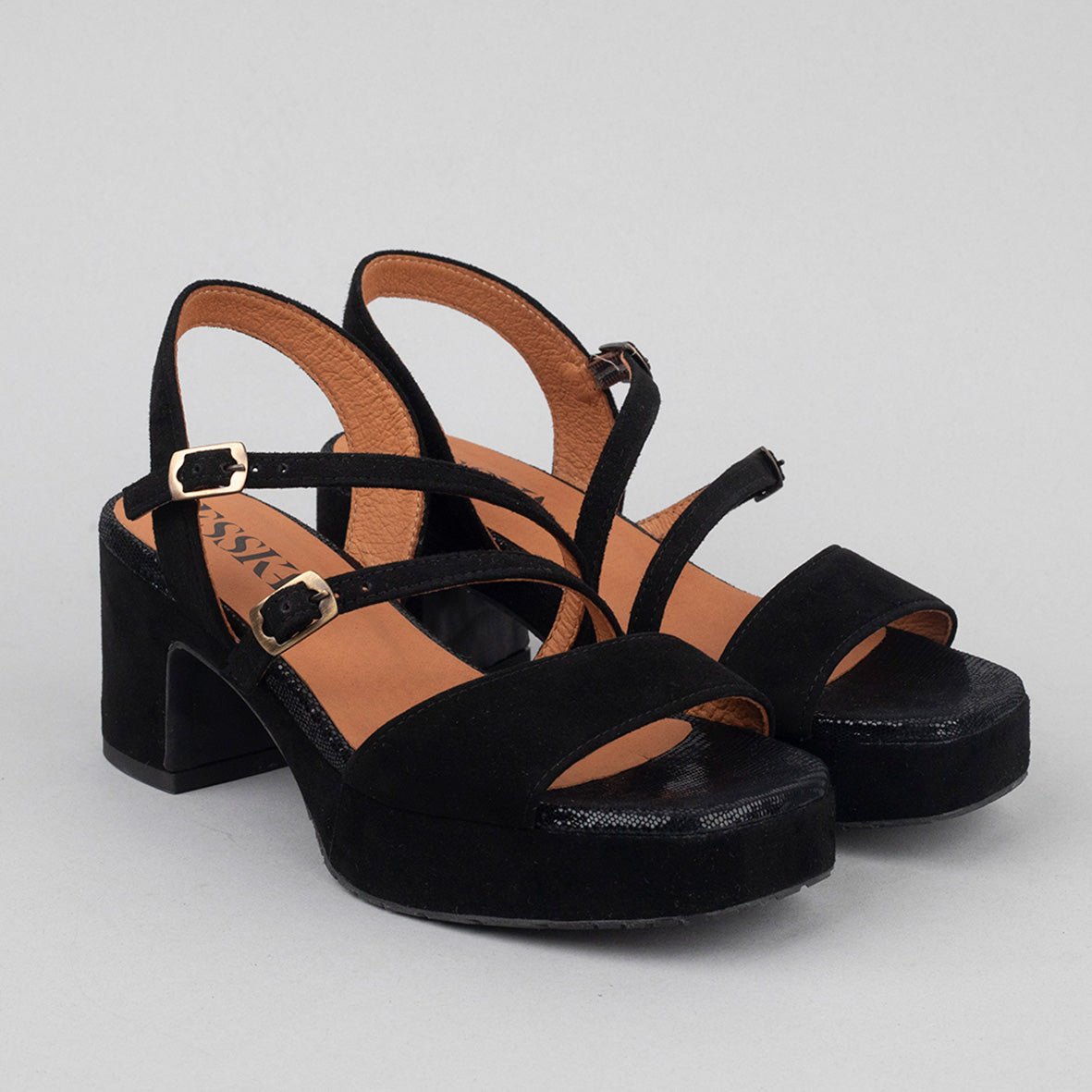 Frankie Black Mid Sandal by Esska