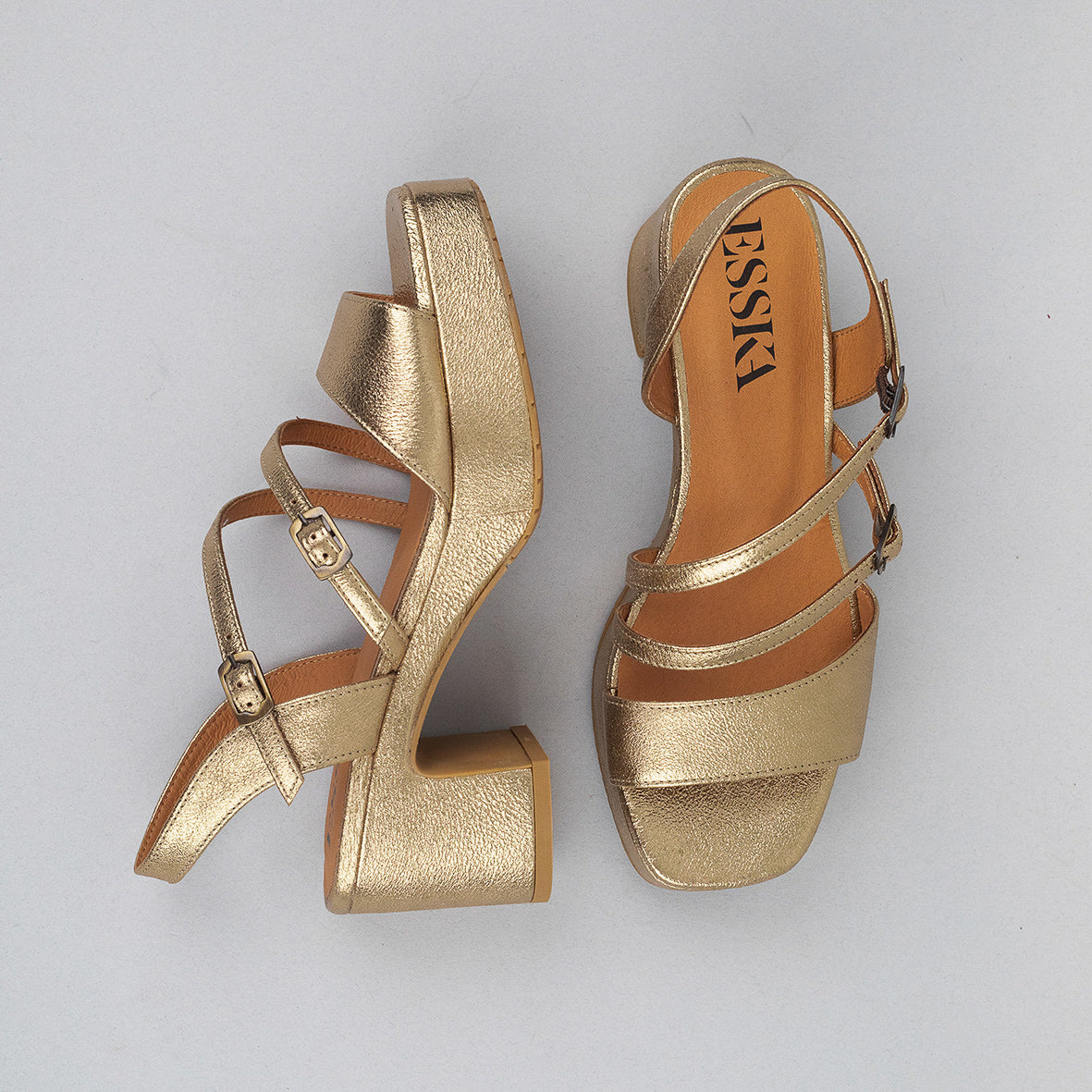 Frankie Gold Dust Mid Sandal by Esska