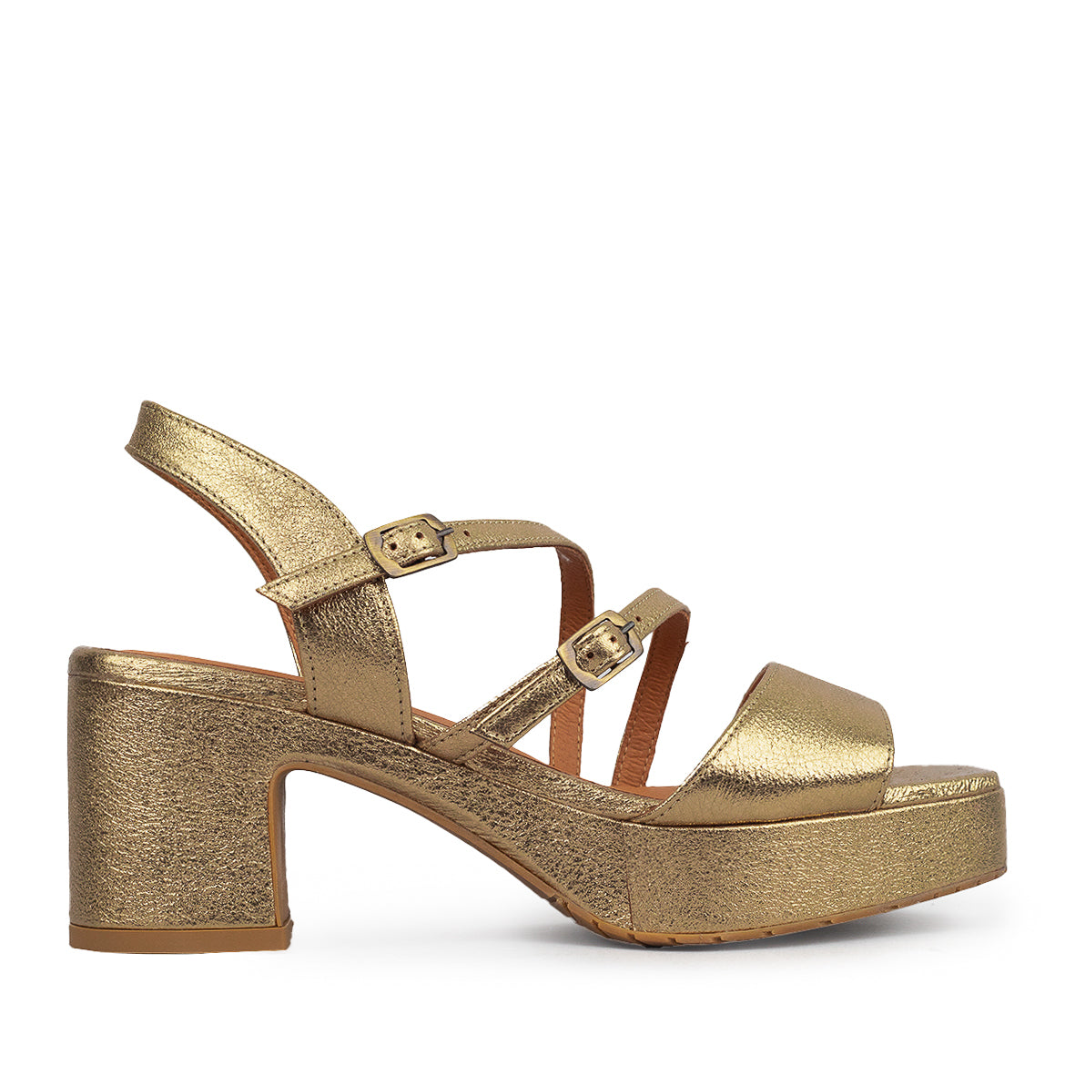 Frankie Gold Dust Mid Sandal by Esska