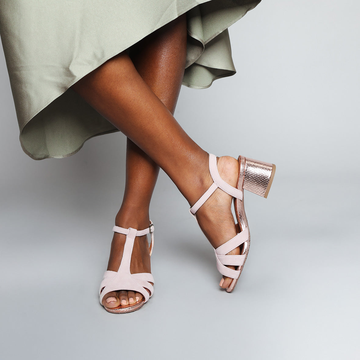 Gabby Dusty Pink Low Sandal by Esska