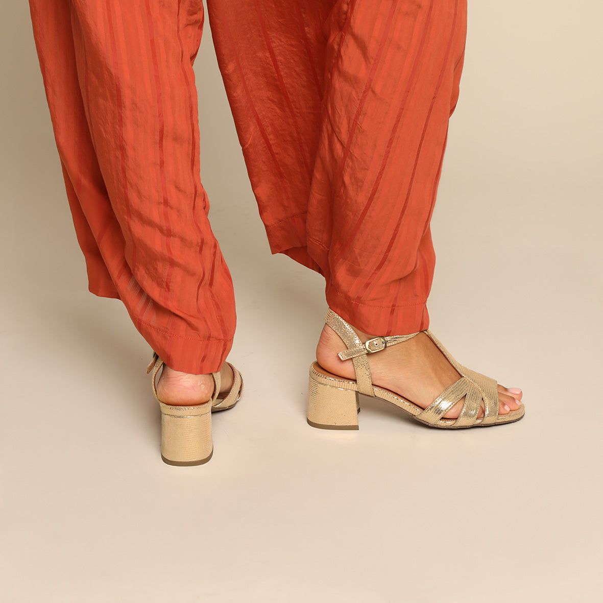 Gabby WIDE Gold Low Sandal by Esska