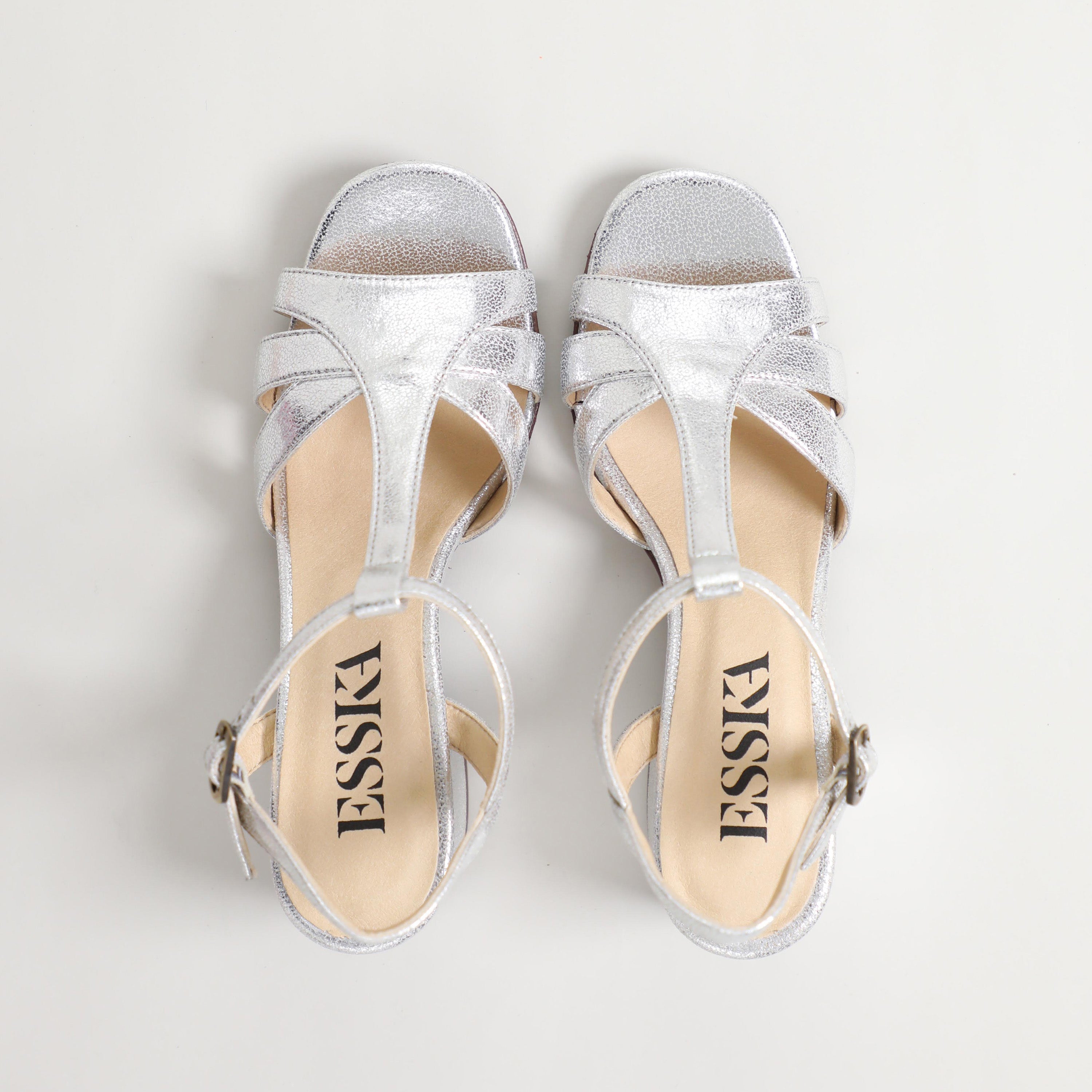 Gabby Vegan Silver Low Sandal by Esska