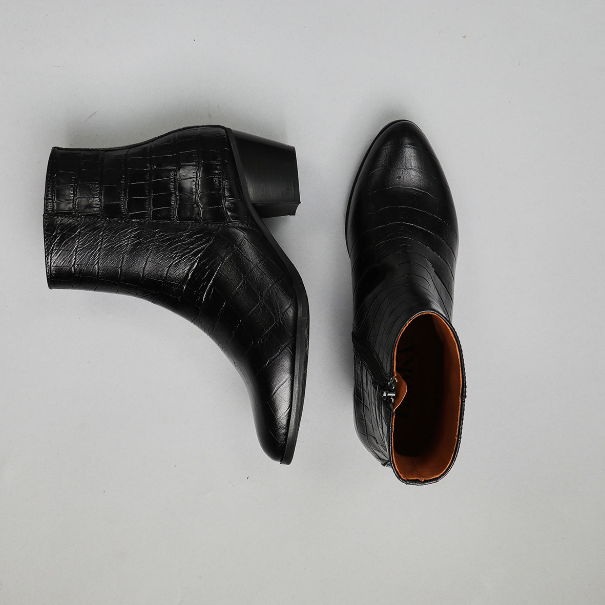 Gabrielle Croc Black Low Boot by Esska Shoes Ltd