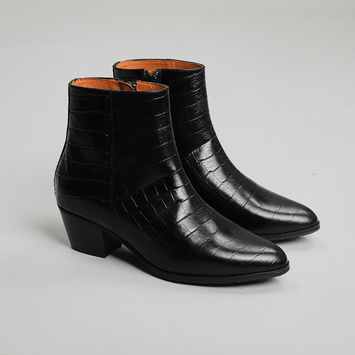 Gabrielle Croc Black Low Boot by Esska Shoes Ltd