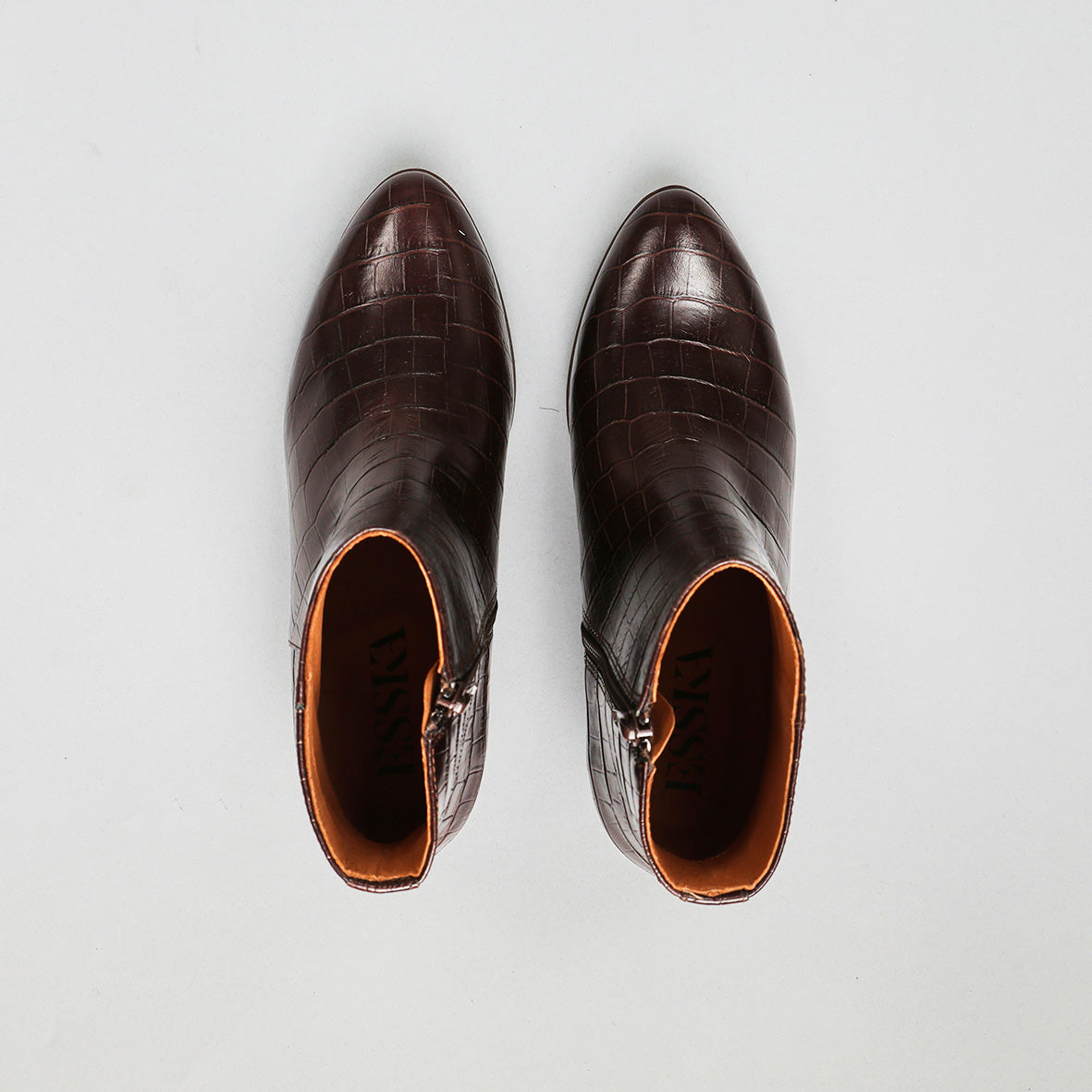 Gabrielle Croc Dark Brown Low Boot by Esska Shoes Ltd