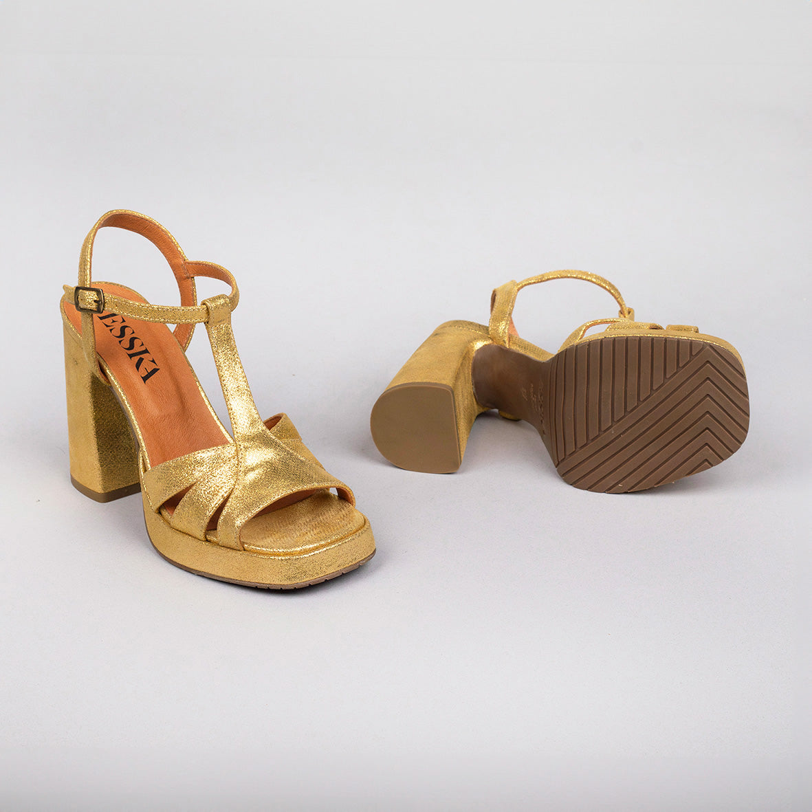 Gaia Gold High Sandal by Esska