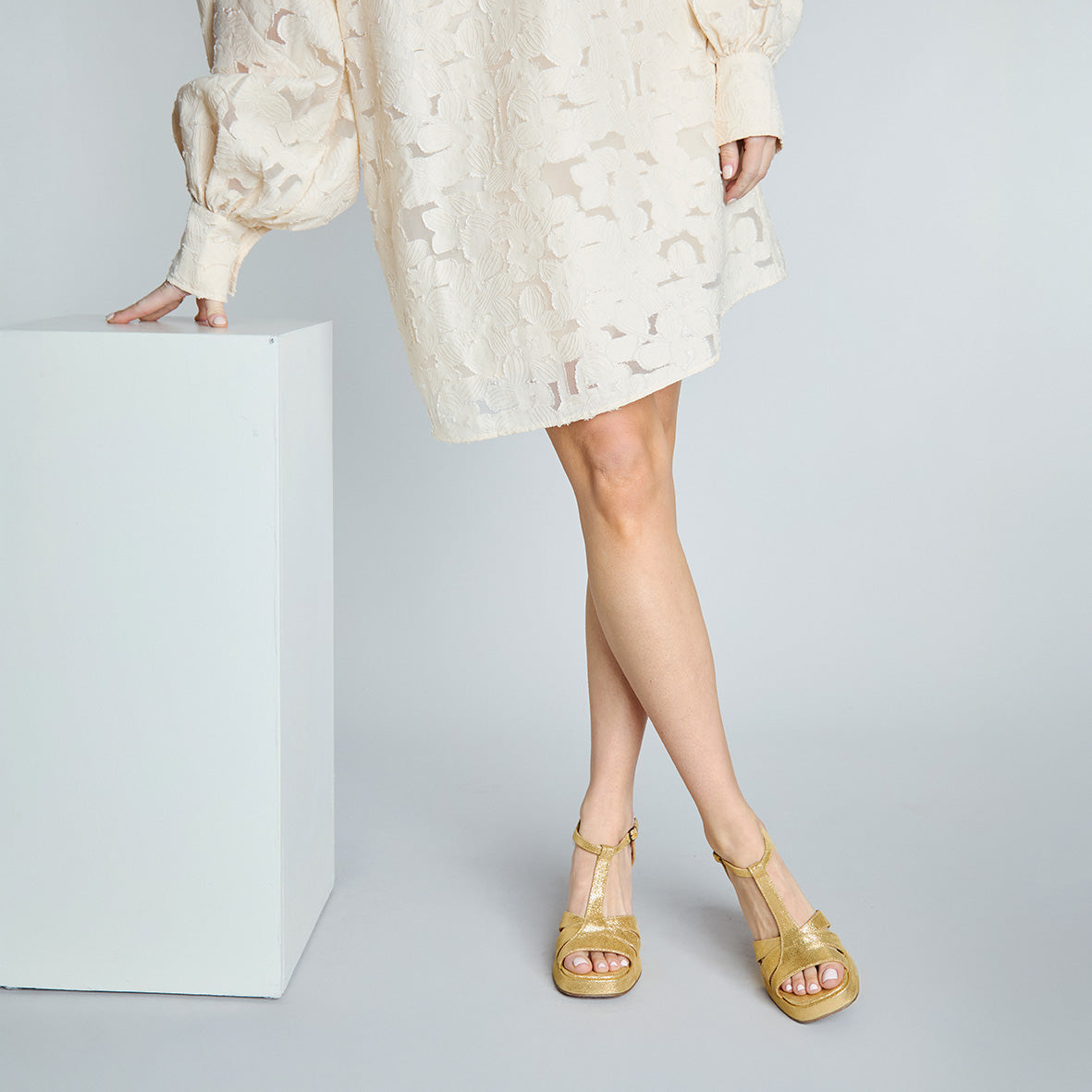 Gaia Gold High Sandal by Esska