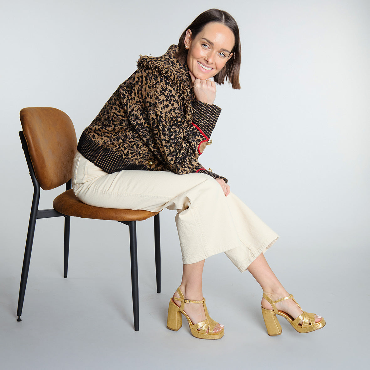 Gaia Gold High Sandal by Esska