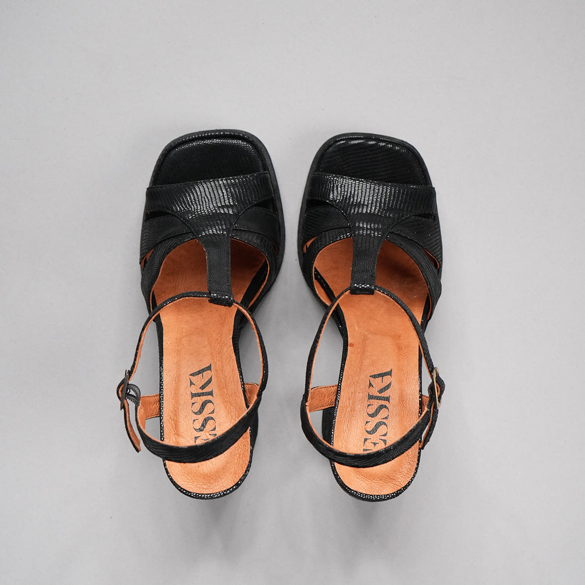 Gaia Metallic Black High Sandal by Esska