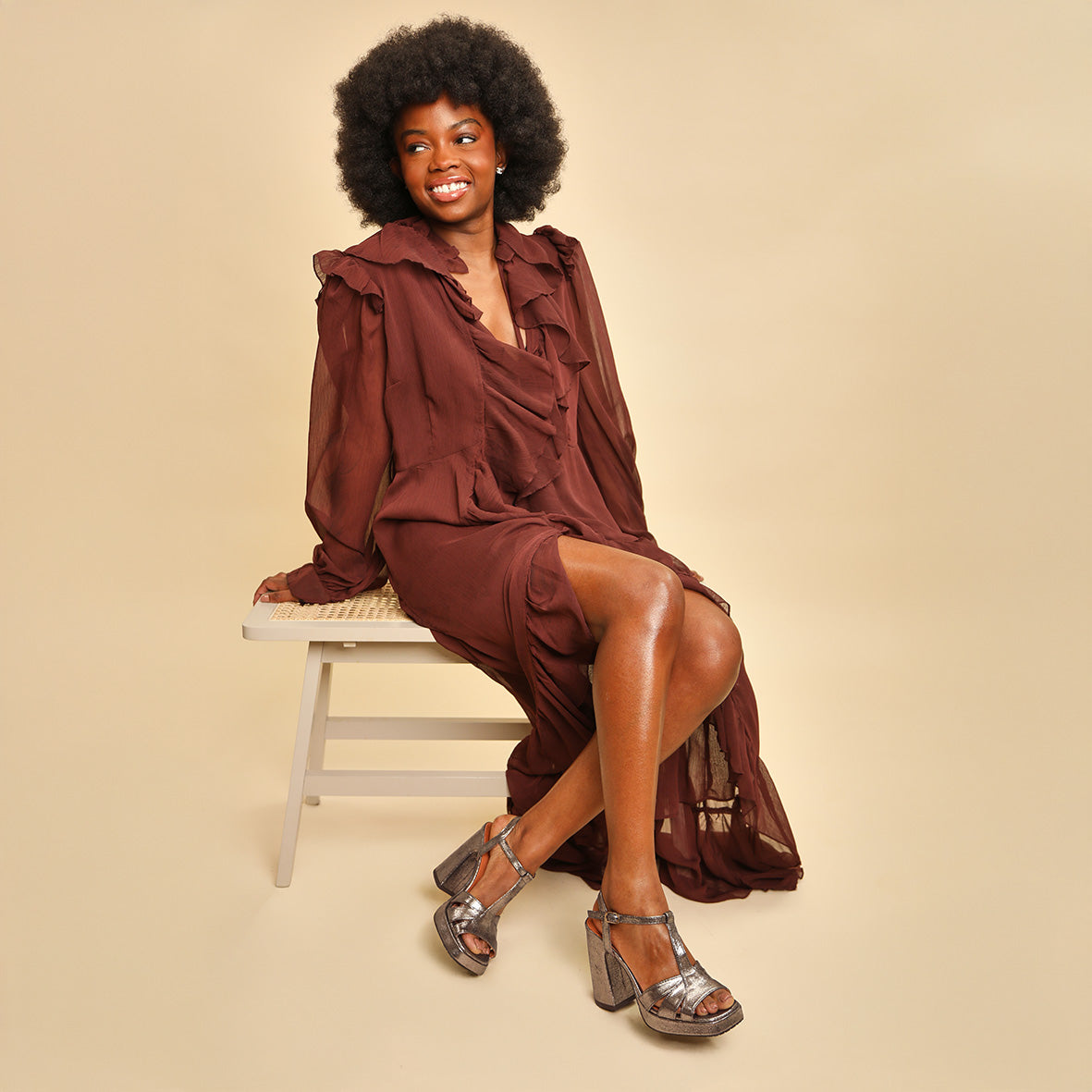 Gaia Metallic Iron High Sandal by Esska