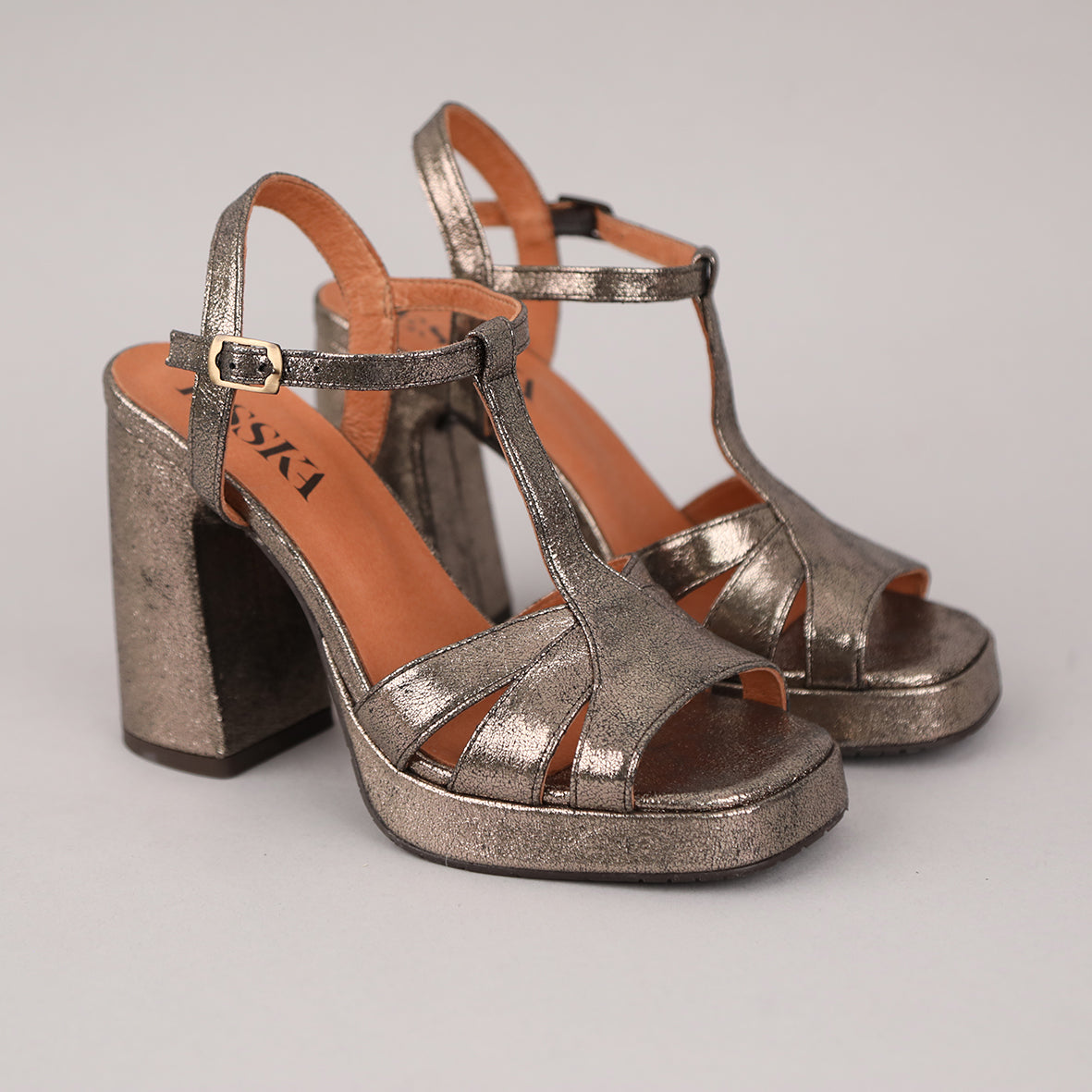 Gaia Metallic Iron High Sandal by Esska