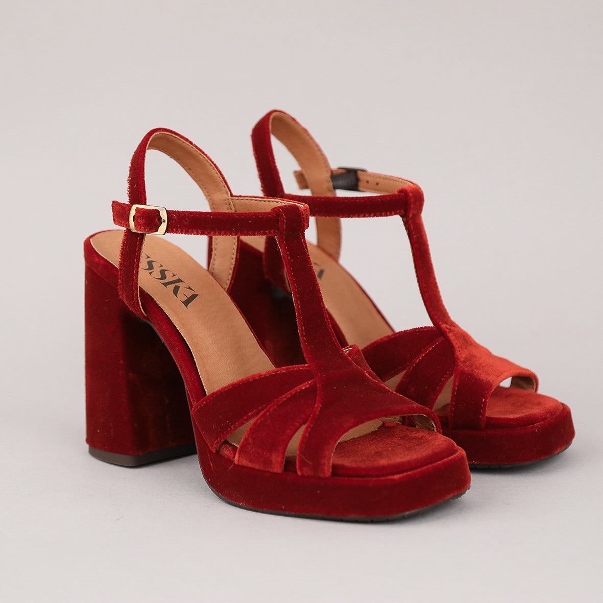 Gaia Velvet Burnt Orange High Sandal by Esska