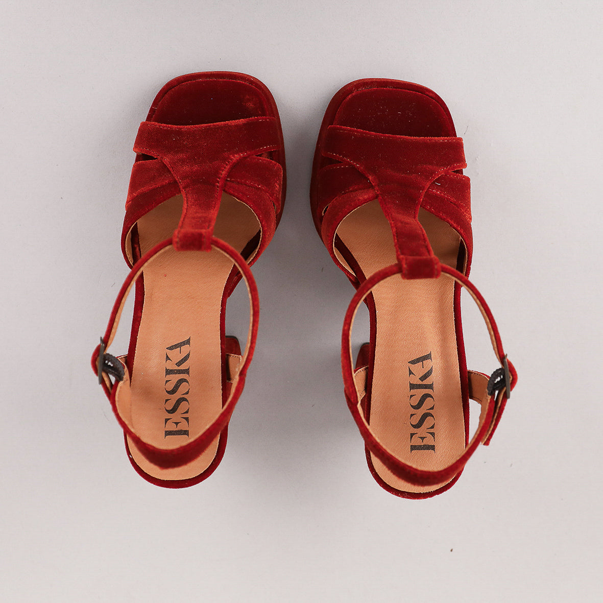 Gaia Velvet Burnt Orange High Sandal by Esska