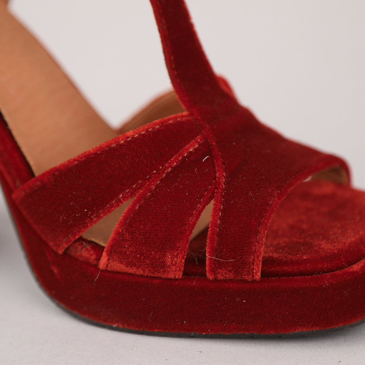 Gaia Velvet Burnt Orange High Sandal by Esska