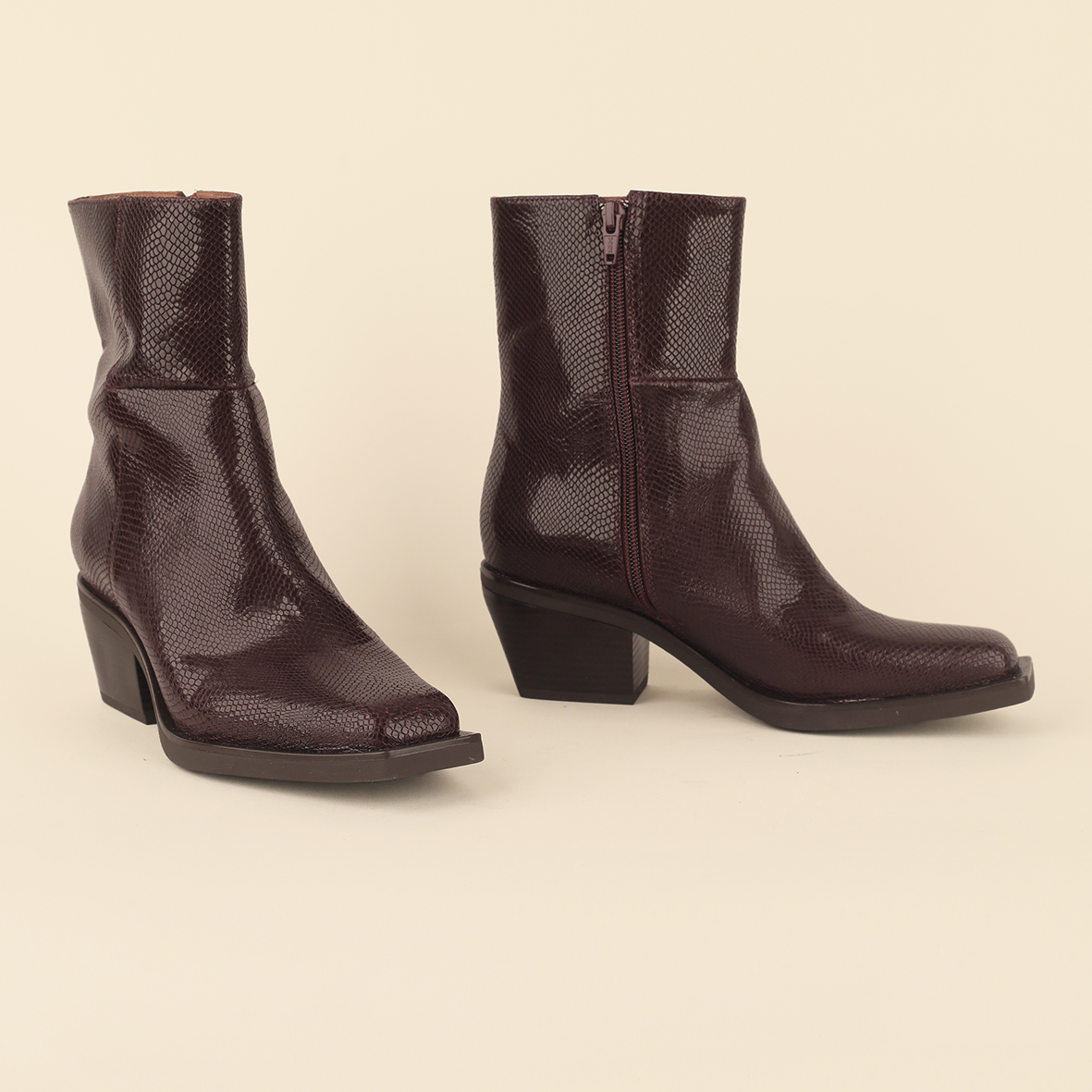 Ghalia Bordeaux Rept Low Boot by Esska