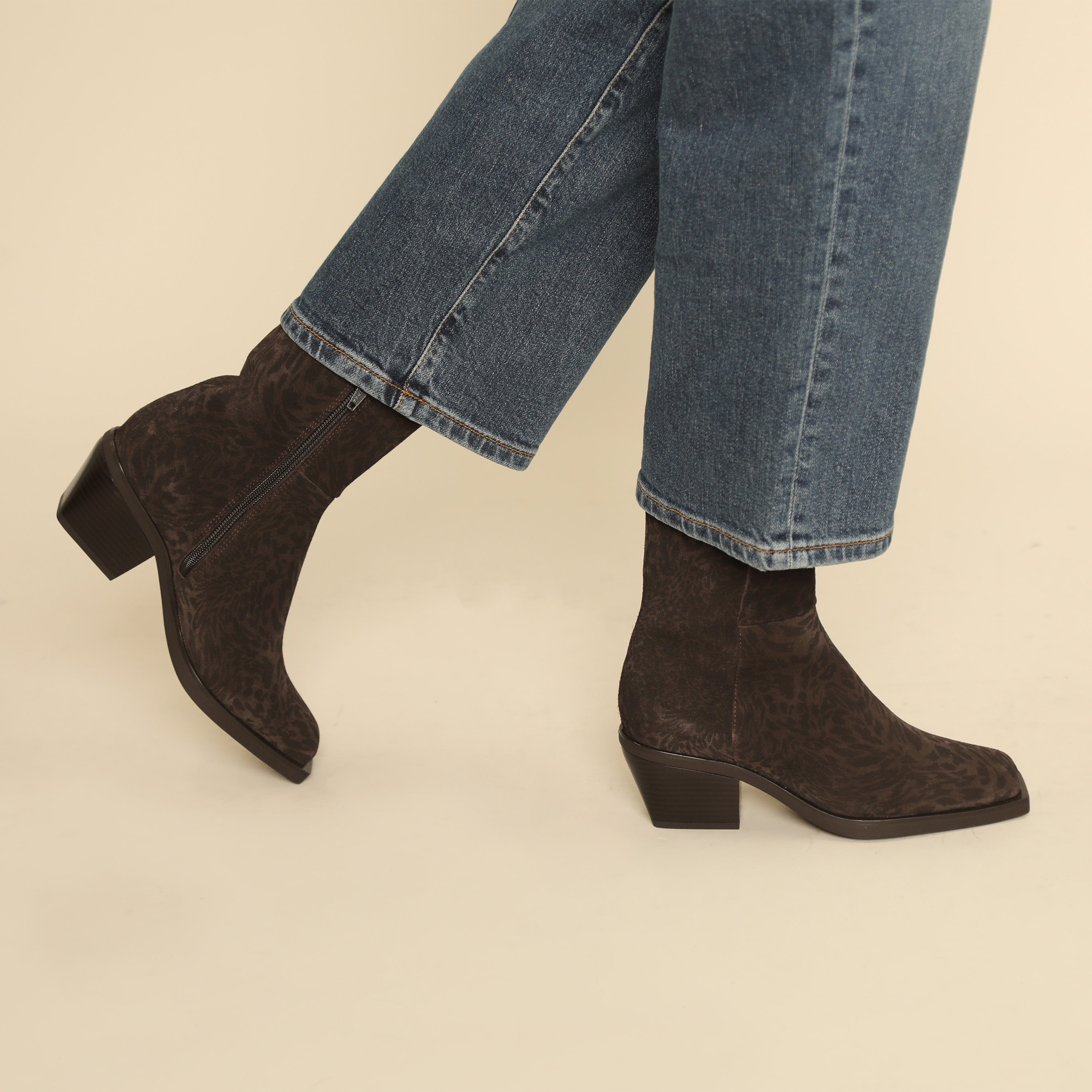Ghalia Dark Brown Leopard Low Boot by Esska