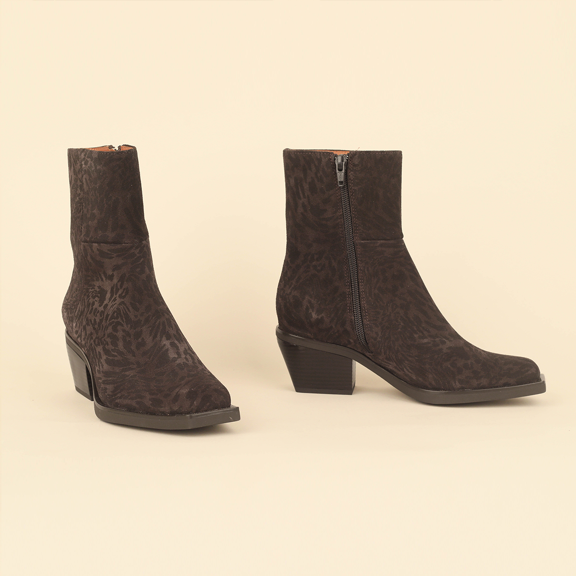 Ghalia Dark Brown Leopard Low Boot by Esska
