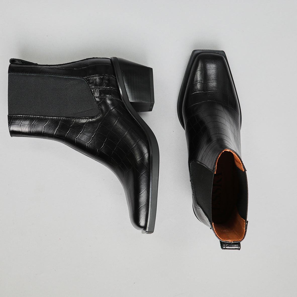 Gillian Croc Black Low Boot by Esska Shoes Ltd
