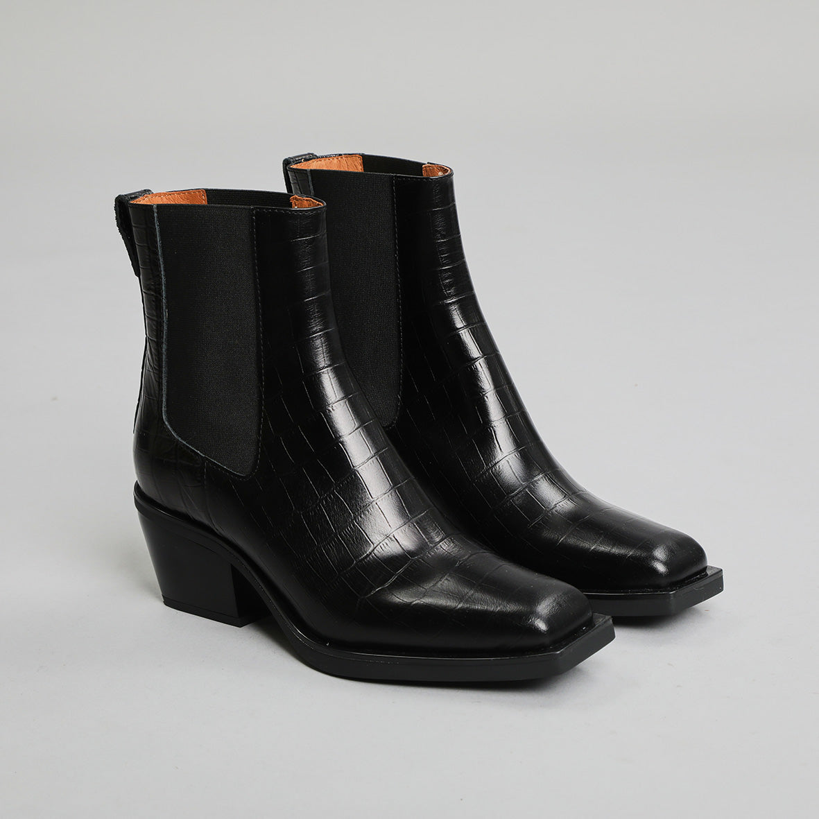 Gillian Croc Black Low Boot by Esska Shoes Ltd