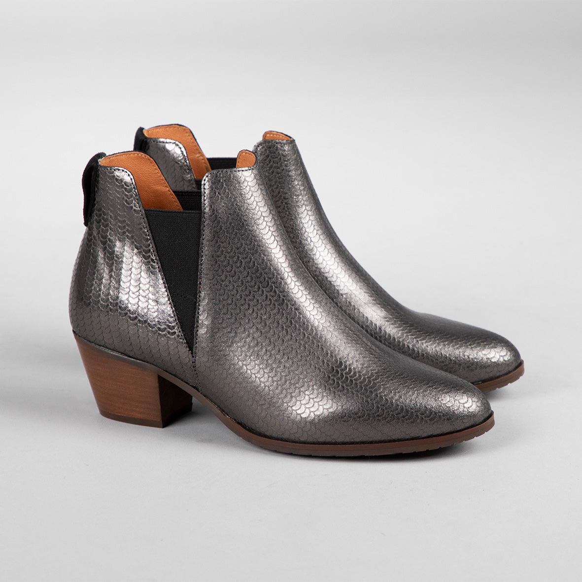 Ginny Smoke Metallic Low Boot by Esska