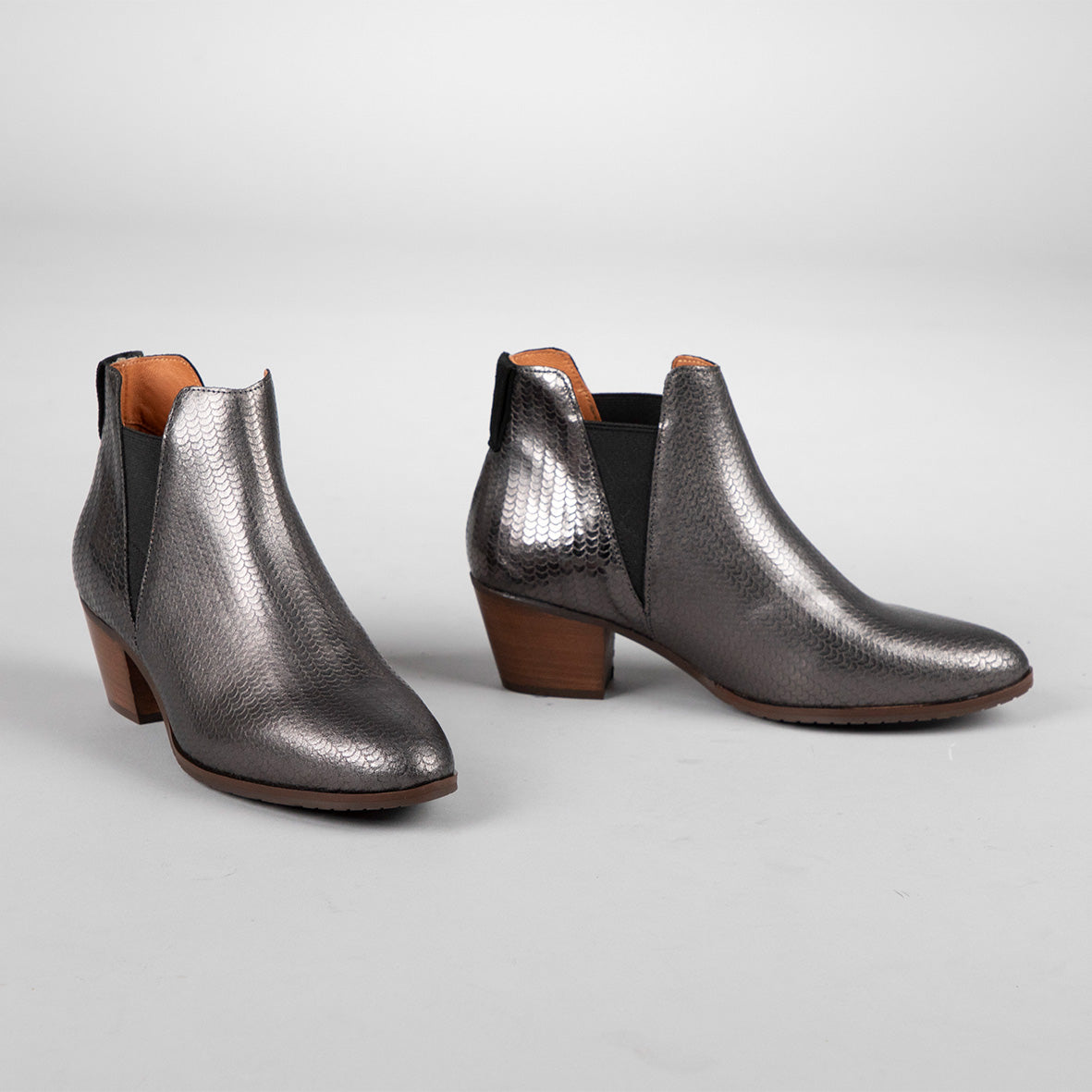 Ginny Smoke Metallic Low Boot by Esska