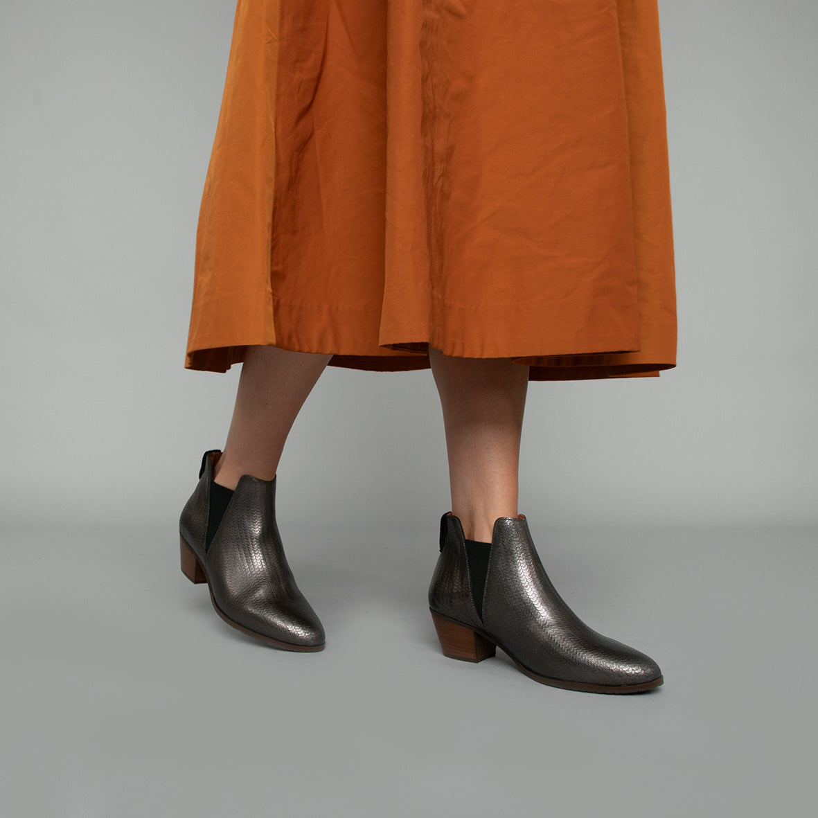 Ginny Smoke Metallic Low Boot by Esska