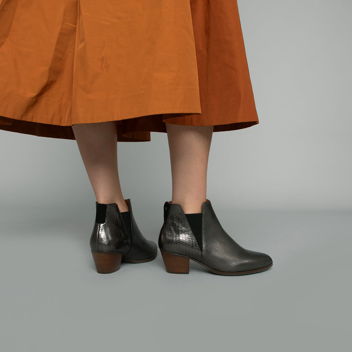 Ginny Smoke Metallic Low Boot by Esska